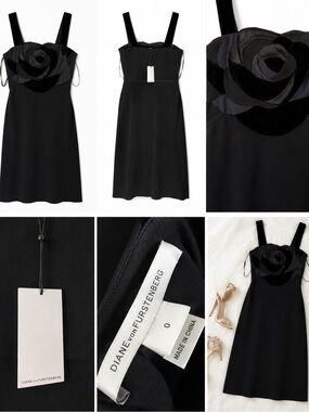 DVF Diane von Furstenberg Black Rose Cocktail Dress NWT Size 0